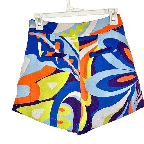 Womens Shorts Small Festival Hippie Woodstock Retro High Waist 70s Brady Bunch - Picture 2 of 12